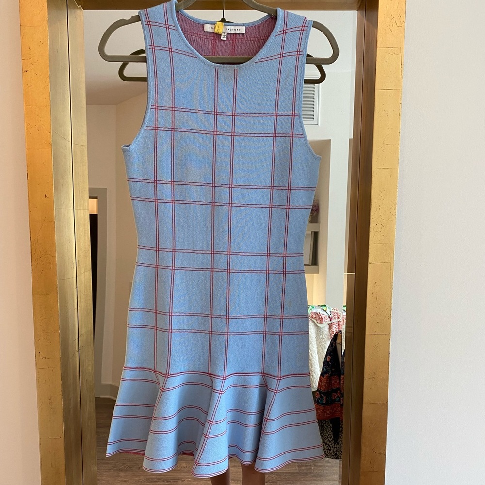 Baby blue and red dress